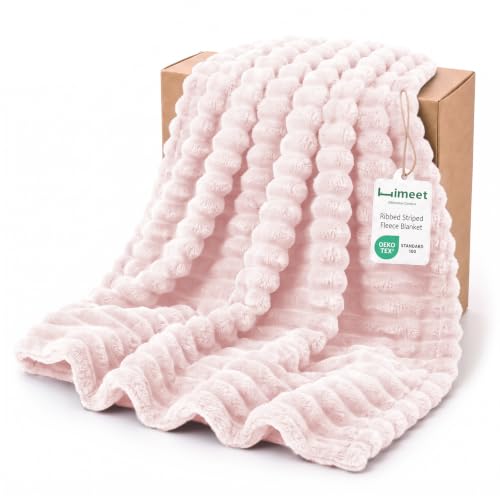 HIMEET Pink Twin Blanket for Bed, 300GSM Ribbed Fleece, 60 x 80 Inches by HIMEET - Used condition - US$15.31