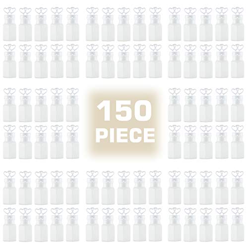 150 Pack Mini White Double Heart Bubble Bottle (Pre-Filled) - Party Favor For Wedding, Anniversary, Engagement, Bridal, Celebration, Valentine’s Day, Family Reunion, And Gift For Couple Boy Girl #TOP2