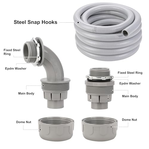 WYNNsky 1 Inch Flexible Liquid Tight Conduit 25FT, Non Metallic Electrical Conduit Kit with 5PCS Straight and 3PCS 90-Degree Connector Fittings - Thumbnail 3