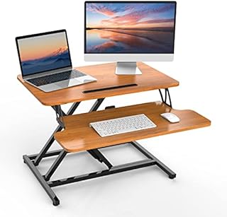ERGOMAKER Standing Desk Converter, 26"/64cm Wide Height Adjustable Quick Sit to Stand Up Desk Riser for Dual Monitor