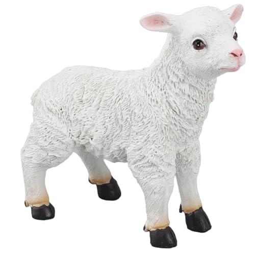 Fockety Sheep Statue, Hand Made Lifelike Resin Lamb Statue