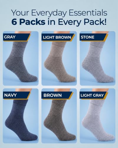 Image of Pembrook Bamboo Viscose Diabetic Socks for Women & Men - 6 Pairs Ankle Socks for Swollen Feet | Neuropathy Socks