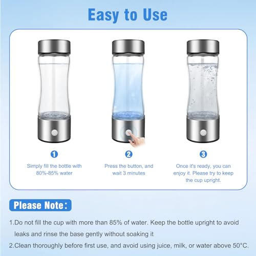 Hydrogen Water Bottle 420ML, 3-Min Hydrogen Water Generator With Usb Rechargeable Battery, Spe Tech Electrolysis, Portable Hydro Bottle For Home Office Gym Travel - 6
