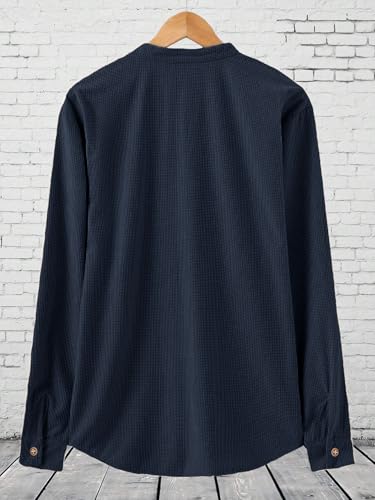 Image of Noble Monk Men Polycotton Solid Regular Kurta || Casual Plain Stylish Shirt for Man || Full Sleeve Band Collar Tshirt for Men || Casual Wear Tshirt for Man