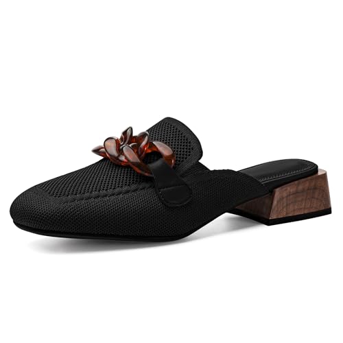 Image of NEWBELLA Mousse Fit Women Flat Mules Commute Pointed Toe Mules Flats Slip On Slides Walking Shoes, Dark 8