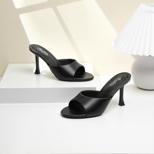 Image of Mostrin Kitten Heels for Women Round Toe Heels With Bow Vintage Mules Sexy Slip on Stiletto Backless Sandals for Party Daily