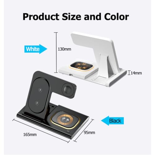 Vortex A80SW 4-in-1 Magnetic Foldable Wireless LED Night Light Phone/Intelligent Watch/TWS Ear Bug Qi Table Top Charging Station (White for Samsung) by Vortex - Image 2