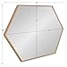 Kate and Laurel Rhodes Modern Hexagon Wall Mirror, 22 x 31, Natural Teak, Chic Geometric Mirror for Wall