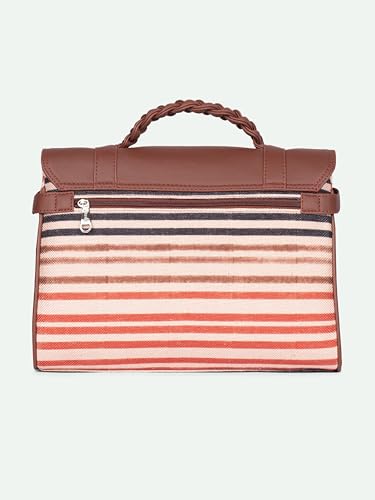 Image of ZOUK Heritage Satchel Bag - Gwalior Weaves | Jute | Vegan Leather Handcrafted With Detachable Sling Strap