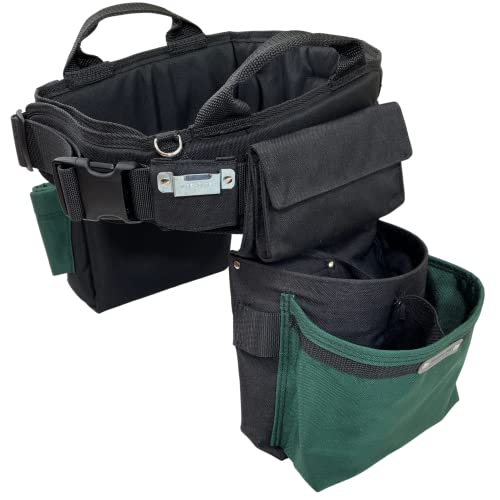 Boulder Bag Ultimate Electrician's Max Combo With Comfort Back Support Tool Belt, Quick Release Buckle, Heavy Duty Work Belt, Green (Extra-Large 37-42 Inch Waist), Made In Usa #TOP3