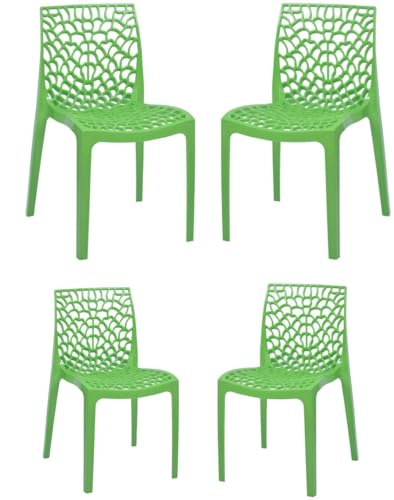 Image of ANMOL Web Dream P.Green Luxury Plastic Arm Chair for Home, Office, Living Room /Matte Finish Plastic Outdoor Chair /Patio Chairs for Balcony | Suitable for Indoor & Outdoor (P.Green, Set of 4 Chair)