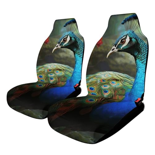 Housse de siège auto universelle confortable motif paon multicolore pour protection voiture