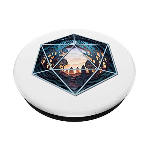 D20 Fantasy Landscape PopSockets Swappable PopGrip, Black - Image 2