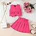 Girls Summer Clothing Set Button Up Sleeveless Blazer Vest with Pleated Mini Skirt 2 Piece Outfits for 2-8 Years