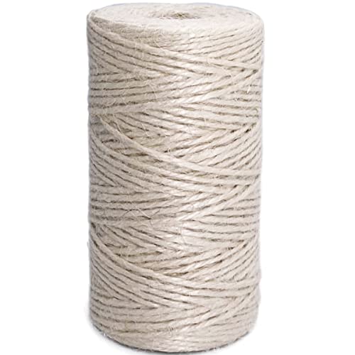 Colored Jute Twine 328 Feet Durable Natural Jute Rope String Perfect for Arts Crafts Mason Jars Knife Handle Wrapping Wedding Decorations Home Gardening Packing String for Gifts Presents,White