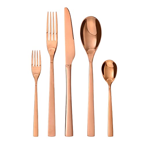 GRÄWE 10-teiliges Besteck-Set Porto für 2 Personen, Edelstahl, poliert, in Kupfer - Ideal als Essbesteck, spülmaschinengeeignet, Tafelbesteck,...