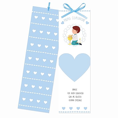 Dolplp! 50pz Segnaposto Prima Comunione Bomboniera Bimbo Ringraziamento Allestimento Decorazioni Bimbo Ringraziamento Addobbi Bigliettini (Blu Bimbo)