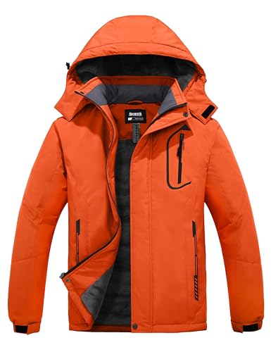 Skieer Men Ski Jacket Windproof Waterproof Snowboard Winter Coat(Orange,XL)