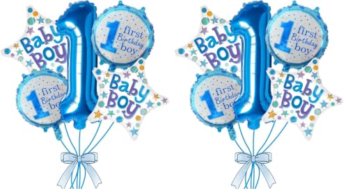 Image of Rozi Decoration 1st Birthday Balloons for Boys Set of 5 Pcs | First Birthday Decoration for Baby Boy | 1st Birthday Foil Balloon | Prince Theme 1st Birthday Decoration Items (Pack of 2)