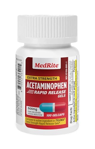 MedRite Acetaminophen 500mg Extra Strength - 100 Rapid Release Gelcaps - Over-the-Counter Medication