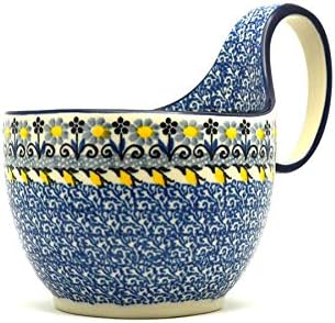 Polish Pottery Loop Handle Bowl - Daisy Maize