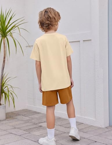 Image of Arshiner Boy's Textured Button Up Shirt and Shorts Set 2 Piece Summer Beach Outfit for 5~12 Years Kids