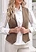DRAHANCE Womens Herringbone Tweed Waistcoat Lapel Sleeveless Blazers V Neck Work Office Suit Vests Khaki