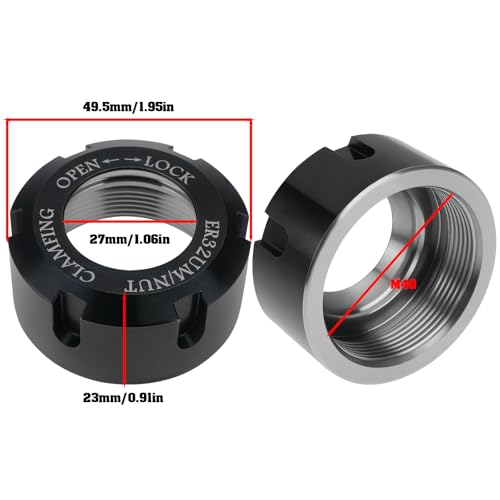 LT Easiyl 2 Stück Klemmmuttern ER32 M40 x 1,5 Durchmesser 49,5 mm Öffnung 27 mm für CNC-Fräsbohrfutter Drehmaschinen Werkzeughaltermuttern ER32 Farbe Schwarz