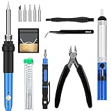✔ Kit de soldadura de hierro Soldering de hierro incluyen: soldador, para bomba, 5pcs diferentes puntas, pinzas, soldadura de tubo, soporte, alambre de corte diagonal, herramientas de palanca de doble cabezal plástico verde es mejor para el uso de vario reparado diyer