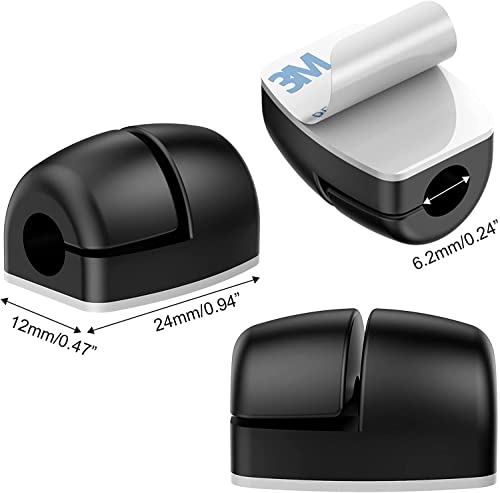 Soulwit 16Pcs Barrel-Shaped Cable Holder, Cable Management Sticky Cord Organizer Clips Silicone Self Adhesive For Desktop Bedside Usb Charging Cable Power Cord Wire Pc Office Home (Black) #TOP2