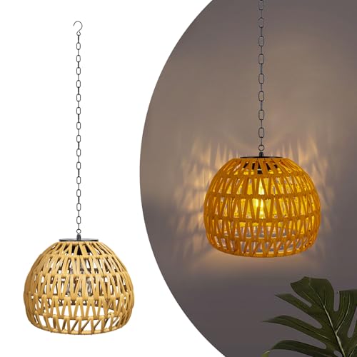 Livinlarge Solar Chandelier Outdoor,Rattan Pendant Light,Hanging Gazebo Lights,for Pergola,Porch,Patio,Balcony,Tree,Outdoor Decor Lighting by Livinlarge - Used condition - US$27.64
