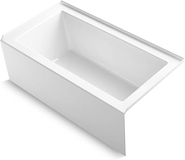 KOHLER K-20202-RA Underscore Rectangle 60-Inch x 32-Inch Alcove Bath with Integral apron, integral flange and right hand drain, White