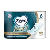 Papel Higiénico Just 1; Con Hojas Cuádruples 50% Mas Gruesas, Centro Suave; Marca Regio; 6 Rollos