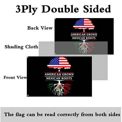 ANCONINE Double Sided American Grown with Mexican Roots Flag 3x5FT for Outdoor Indoor,Heavy Duty 3Ply 220D Polyester Double Stitched and Flags with 2 Brass Grommets. by ANCONINE - Image 2