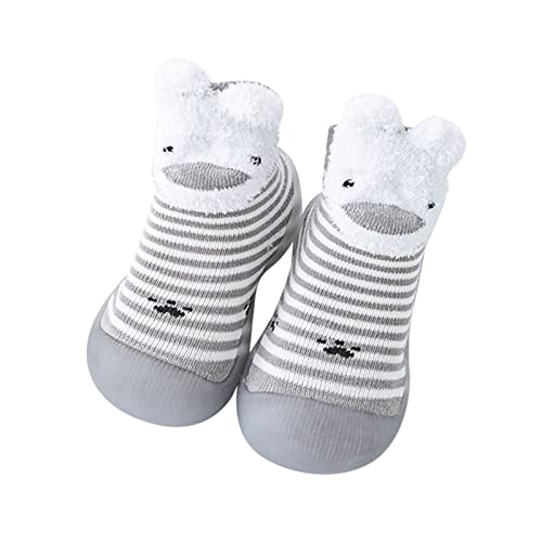 Genérico Zapatillas Inglés Infant Boys Girls Animal Cartoon Calcetines Zapatos Toddler Fleece WarmThe Floor Calcetines antideslizantes Prewalker Shoes Zapatillas Años 7, gris, 21 EU