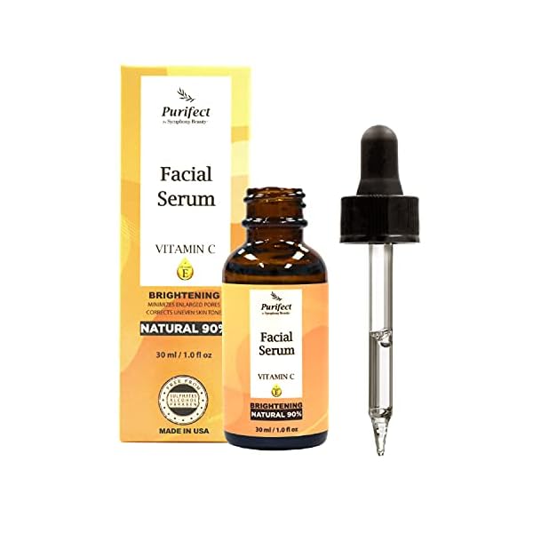 PURIFECT-Facial-Serum-VITAMIN-C-BRIGHTENING-30ml NATURAL VITAMIN C Vegan Facial Serum for Skin Brightening Firming Anti Aging, Reduce Wrinkles Dark Spots with Niacinamide Vitamin E 30ml Non Irritaging Formula PURIFECT MADE IN USA