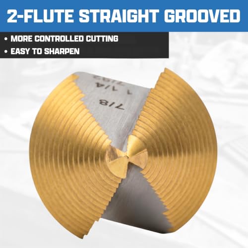 Image of NEIKO 10636A Step Drill Bit, 3 Steps 7 /8 inch to 1-7 /32 inch Straight High Speed Steel, Titanium Nitride Coated, 1 /4 inch Quick Change Step Bits for Steel, Metal, Wood, Plastic, Unibit Cone Drill Bits, Two Flute