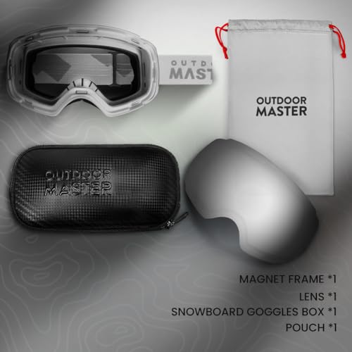Image of OutdoorMaster Ski Goggles PRO - Frameless, Interchangeable Lens 100% UV400 Protection Snow Goggles for Men & Women ( Grey Frame VLT 10% Grey Lens with Free Protective Case )