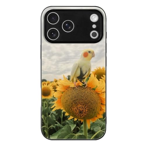 Iphone17用ケース オカメインコ ひまわり アイフォン 17 Pro Max用 カバー 強化ガラス スマホケース おしゃれ 人気 個性 創意 キャラクター 携帯ケース 耐衝撃 ワイヤレス充電対応