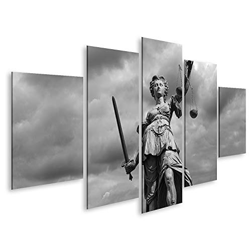 islandburner Cuadro en Lienzo Estatua En Blanco Y Negro De La Diosa De La Justicia Justitia Con Cielo Nublado De Fondo