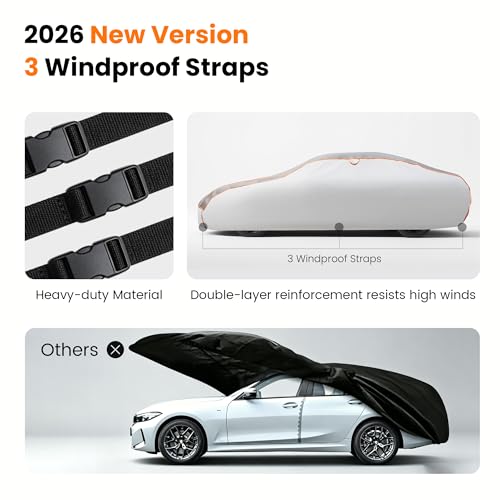 Image of Fits 191-210 inch Sedans Coupes Convertibles Anti-Hail Car Cover, 5MM Thickened EVA Hail Protector, Waterproof All Weather, Windproof Reflective Strips with Storage Bag for 191-210 in Vehicles (XL)