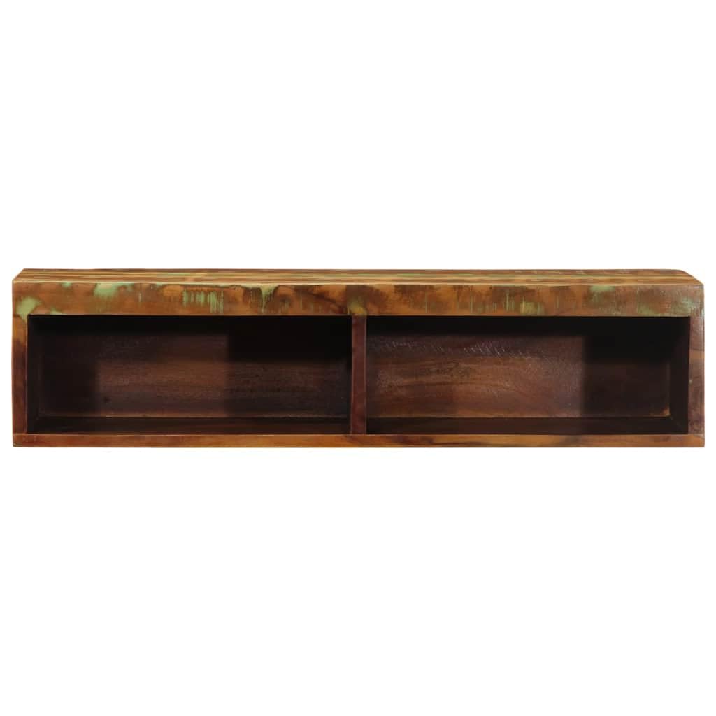 Mueble TV de pared madera reciclada maciza 80x30x19 cm estante colgante