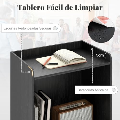 Miniatura 6 de Costway Atril Rodante, Podio De Presentación Con 2 Estantes, Atril De Madera Con 4 Ruedas Universales, Púlpito Para Iglesia, Oficina, Escuela, 57,5 X 37 X 105 Cm Negro