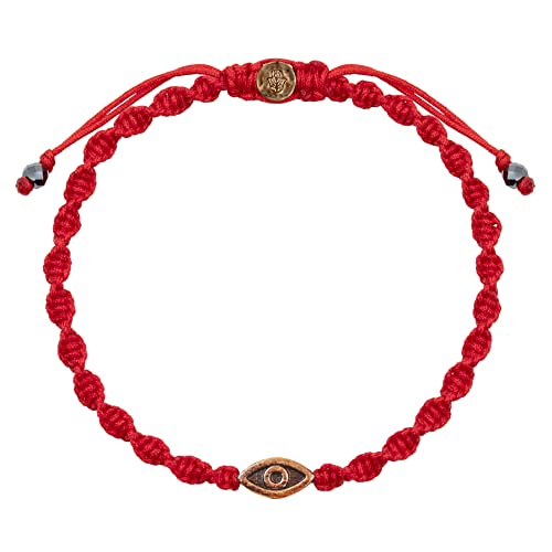 Karma And Luck - Ancient Protection - Men's Red String Evil Eye Charm Bracelet With Adjustable Drawstring Closure From 7" To 8.5". Protection Red String Bracelet For Men. Ready To Gift For Him (Bronze) #TOP7