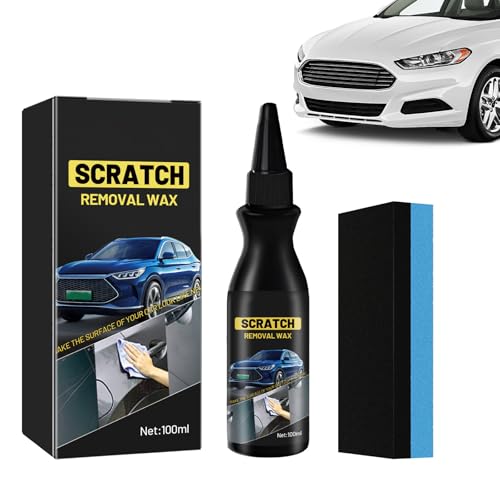 yolzhxe Polimento carro, reparador de riscos de carro, polimento brilhante com esponjas de polir, remove riscos para limpeza de remoção de raios de pintura, 100 ml