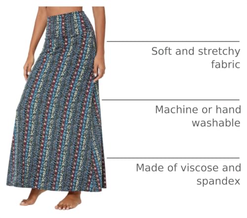 Image of Urban CoCo Women's Stylish Spandex Comfy Fold-Over Flare Long Maxi Skirt