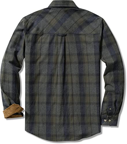 Cqr Men's All Cotton Flannel Shirt, Long Sleeve Casual Button Up Plaid Shirt, Brushed Soft Outdoor Shirts, Plaid Amazon Grey, Xx-Large #TOP1