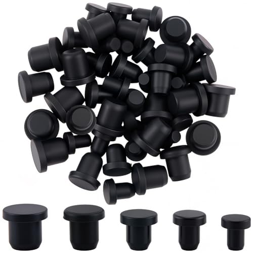 Image of GORGECRAFT 50Pcs 5 Sizes Salt and Pepper Shakers Stopper 4mm /5.5mm /6.5mm /7.5mm /8.3mm Black Silicone Bottle Stopper Tube Seal Plug Replacement Insert Hole Plug End Covers for Bottles Pipes Flower Pots