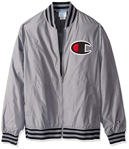 Champion LIFE Men's Satin Baseball Jacket, Concrete, X-Large