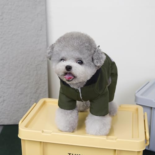 Izefia Hundemantel Haustierbekleidung Overall Winddicht Kaltes Wetter Mäntel 4 Beine Jacke Viel Glück Warm Winter Dicke Kleidung Wasserdicht Schneedicht Baumwollmantel für Kleinen Hund Mittlere Katze